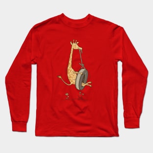 Giraffe Tyre swing self play Long Sleeve T-Shirt